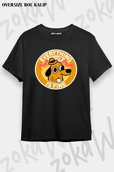 ZOKAWEAR Unisex Oversize Mold This Is Fine Design εμπριμέ μπλουζάκι