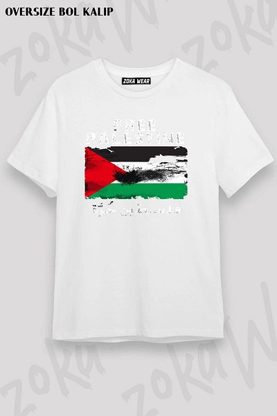 ZOKAWEAR Tricou unisex oversize cu imprimeu vintage Free Palestine Design