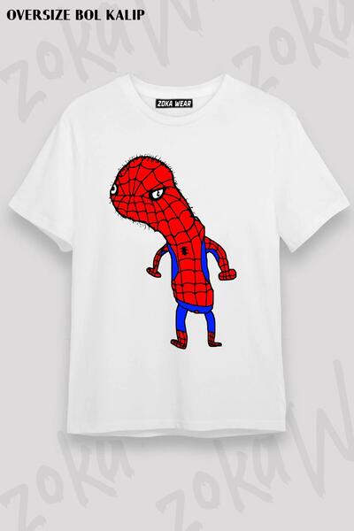 ZOKAWEAR Unisex Oversize Kalıp Spoderman Meme Tasarım Baskılı Tshirt