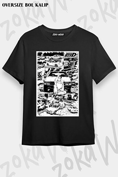 ZOKAWEAR Unisex Oversize kroj Mold Initial D Manga Takumi Design Štampano majica