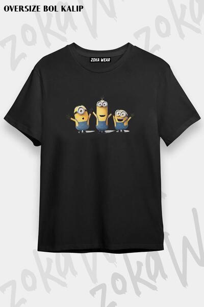ZOKAWEAR Unisex Oversize Kalıp Minions Baskıl Tasarım Baskılı Tshirt