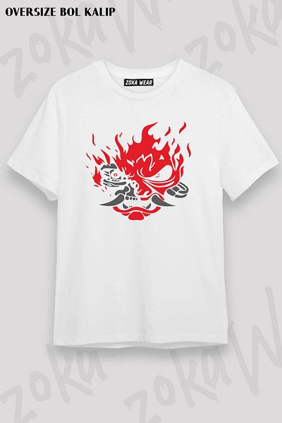 ZOKAWEAR Μπλουζάκι με στάμπα Unisex Oversize Cyberpunk Samurai Design