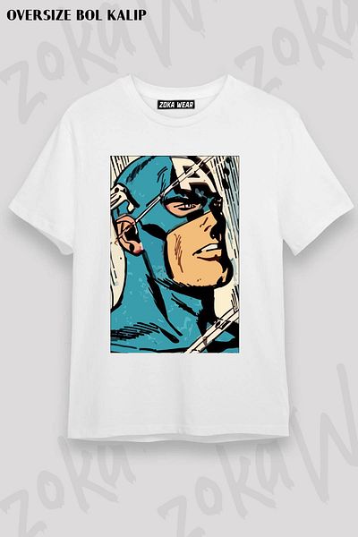 ZOKAWEAR Μπλουζάκι με στάμπα Unisex Oversize Captain America Design