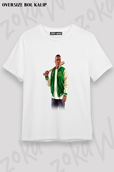 ZOKAWEAR Unisex Oversize Kalıp Franklin Clinton Gta 5 Tasarım Baskılı Tshirt