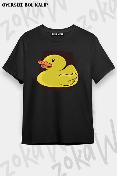 ZOKAWEAR Μπλουζάκι με στάμπα Unisex Oversize με κίτρινο σχέδιο πάπιας