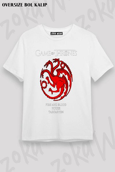 ZOKAWEAR Tricou unisex oversize cu imprimeu Targaryen Game Of Thrones