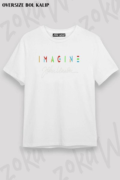 ZOKAWEAR Τζον Λένον Μπλουζάκι Unisex Oversize με στάμπα των Beatles