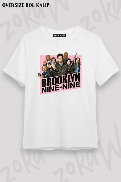 ZOKAWEAR Μπλουζάκι με στάμπα Unisex Oversize Brooklyn Nine Nine Pink Logo Design