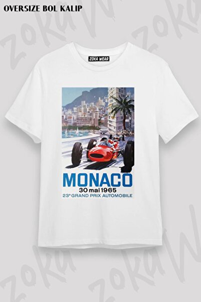ZOKAWEAR Unisex Oversize Fit 1965 Monaco Formula One F1 Design Printed Tshirt