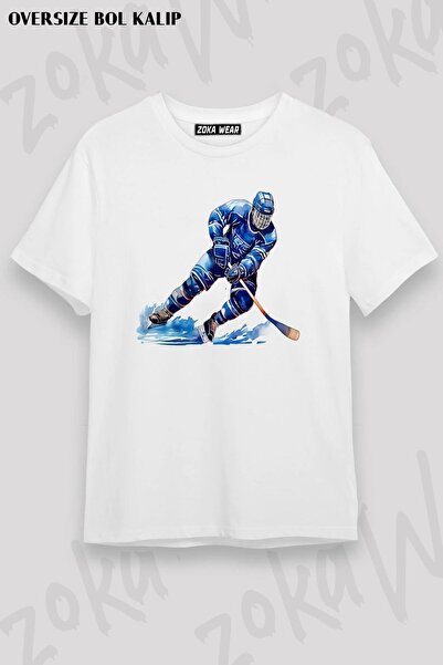 ZOKAWEAR Унисекс тениска с щампа и дизайн за хокей на лед