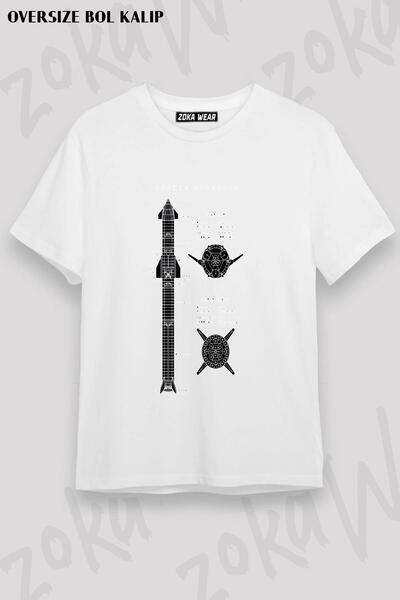 ZOKAWEAR Unisex Oversize kroj Mold SpaceX Starship Design Štampano majica