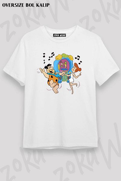 ZOKAWEAR Μπλουζάκι με στάμπα Unisex Oversize The Flintstones Stone Age v2 Design
