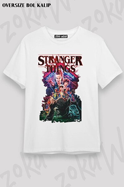 ZOKAWEAR Unisex Oversize Kalıp stranger things4 Tasarım Baskılı Tshirt
