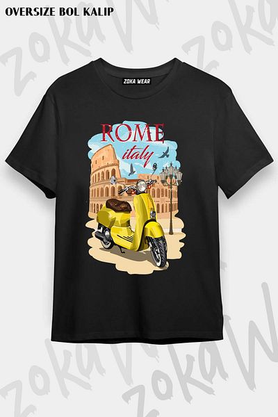 ZOKAWEAR Tricou unisex oversize cu imprimeu Roma Italia
