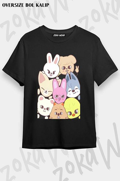 ZOKAWEAR Unisex Oversize Mold Stray παιδικό μπλουζάκι με στάμπα skzoo Design