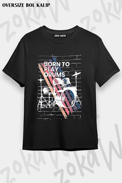ZOKAWEAR Μπλουζάκι με στάμπα Unisex Oversize Drum 3 Design
