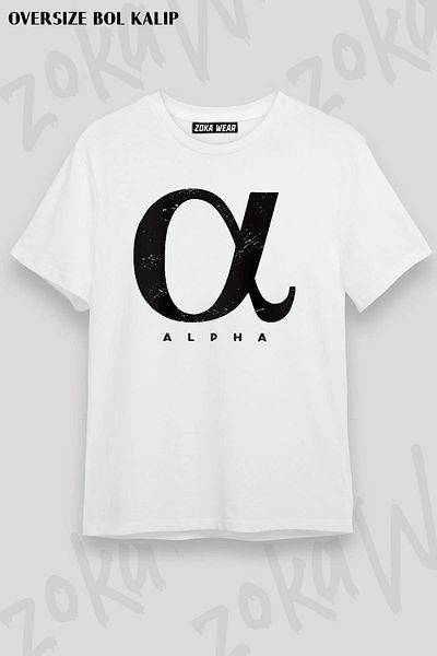 ZOKAWEAR Unisex Oversize Alpha Illustration Printed Tshirt - Σχέδιο με στάμπα