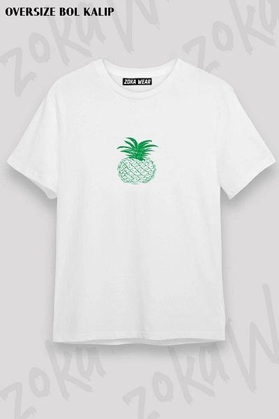 ZOKAWEAR Μπλουζάκι Unisex Oversize Mold Pineapple Πράσινο ανανά με στάμπα