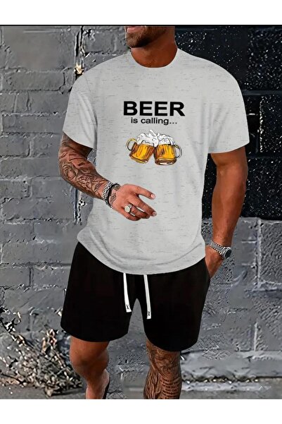 caddekombin Set de pantaloni scurti cu imprimeu de bere - Potrivire confortab...