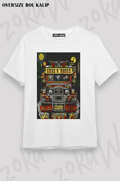ZOKAWEAR Guns N' Roses, Truck, Rock Metal Patterned Unisex Oversize Tshirt