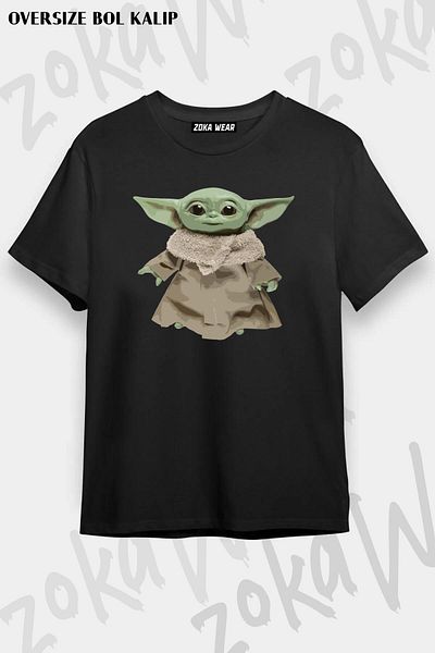 ZOKAWEAR Tricou unisex oversize Baby Yoda cu imprimeu