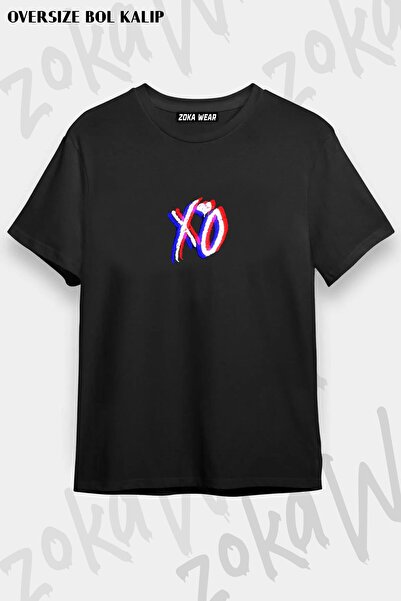 ZOKAWEAR تي شيرت مطبوع بتصميم "Glitch Xo The Weeknd" كبير الحجم للجنسين