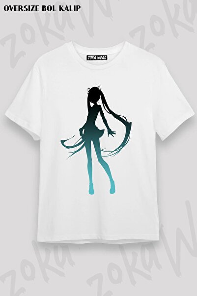 ZOKAWEAR Tricou oversize unisex cu imprimeu Hatsune Miku V4 Shadow