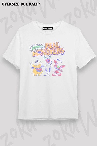 ZOKAWEAR Μπλουζάκι με στάμπα Unisex Oversize 'Real Monsters' 90's