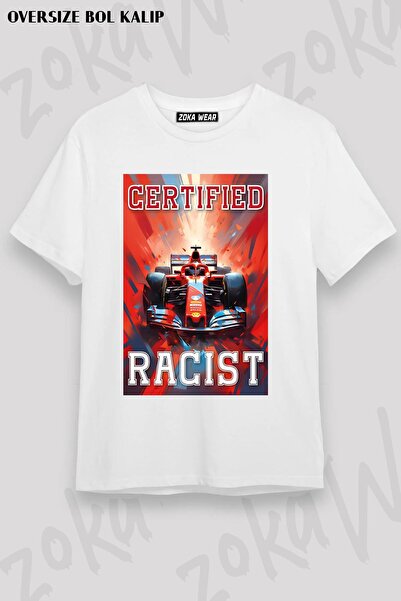 ZOKAWEAR تي شيرت مطبوع عليه سباق ديناميكي مقاس كبير للجنسين