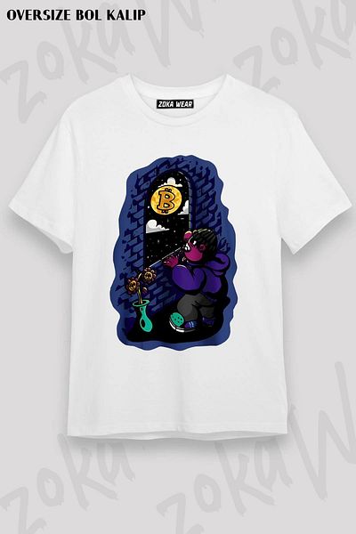 ZOKAWEAR Μπλουζάκι με τυπωμένο σχέδιο Unisex Oversize Bitcoin 3