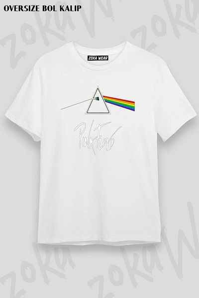 ZOKAWEAR Tricou unisex oversize cu imprimeu cu design Refraction Pink Floyd
