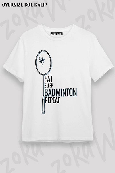 ZOKAWEAR Μπλουζάκι με στάμπα Unisex Oversize Badminton Eat Sleep Design