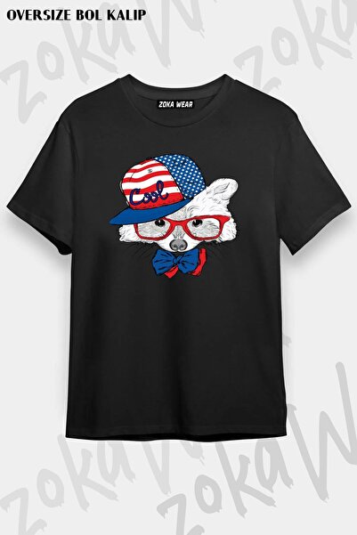 ZOKAWEAR Unisex Oversize kroj Mold Cool Fox dizajn američke zastave Štampano ...