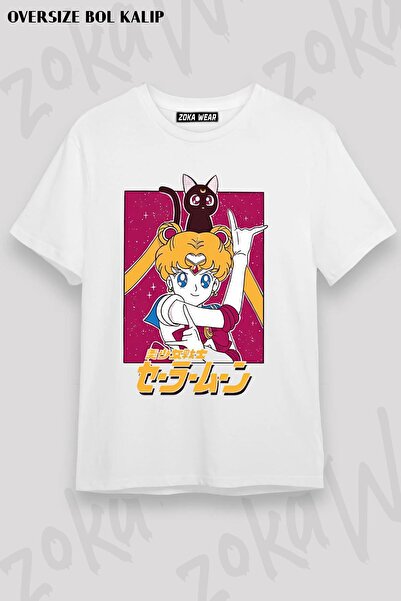 ZOKAWEAR Tricou unisex oversize cu imprimeu Sailor Moon 5 Design