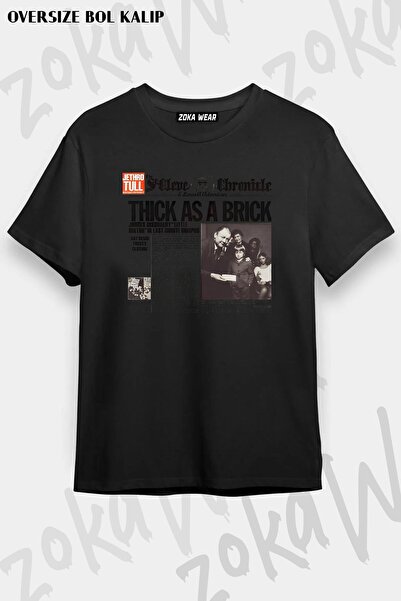 ZOKAWEAR Tricou imprimat unisex oversize Jethro Tull gros ca un cărămidă