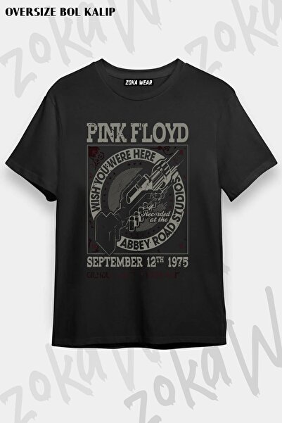 ZOKAWEAR Unisex Oversize Kalıp Pink Floyd, Abbey Road Tasarım Baskılı Tshirt