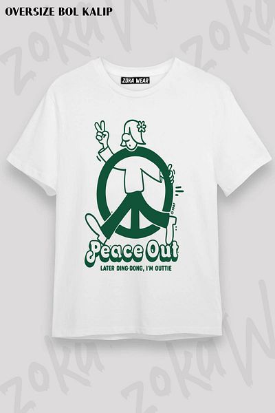 ZOKAWEAR Tricou unisex oversize cu imprimeu Peace Out Design