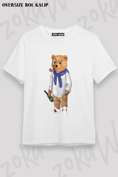 ZOKAWEAR Elite Baron Cool Teddy Bear - Tricou unisex oversize cu imprimeu cu ...