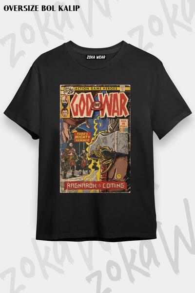 ZOKAWEAR تي شيرت مطبوع بتصميم God Of War Ragnarök مقاس كبير للجنسين