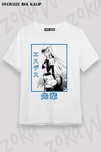 ZOKAWEAR تيشيرت مطبوع بتصميم Esdeath v2 مقاس كبير للجنسين