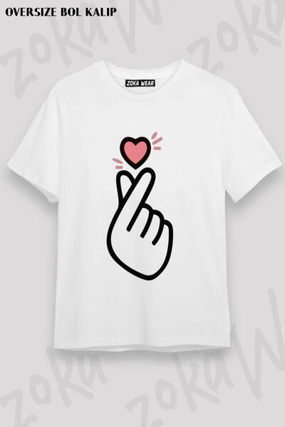 ZOKAWEAR Tricou unisex oversize cu imprimeu Bts Heart Design