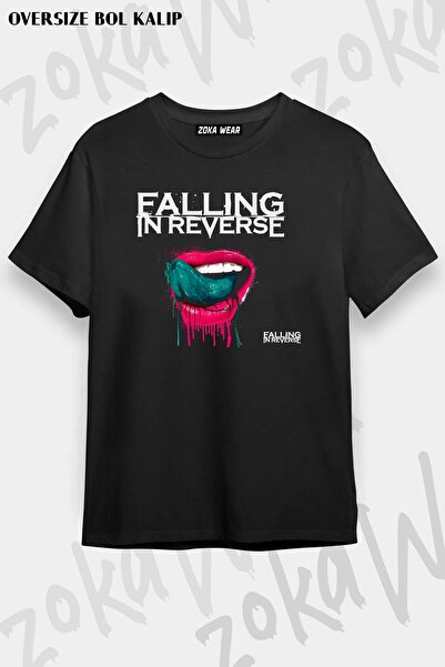 ZOKAWEAR Unisex Oversize Fit Falling in Reverse Design Printed Tshirt
