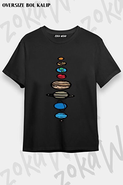 ZOKAWEAR Μπλουζάκι με στάμπα Unisex Oversize Fit Planets Color Design
