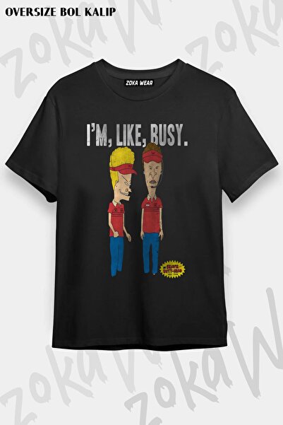 ZOKAWEAR Tricou cu imprimeu unisex oversize Beavis And Butt Head Busy At Work...