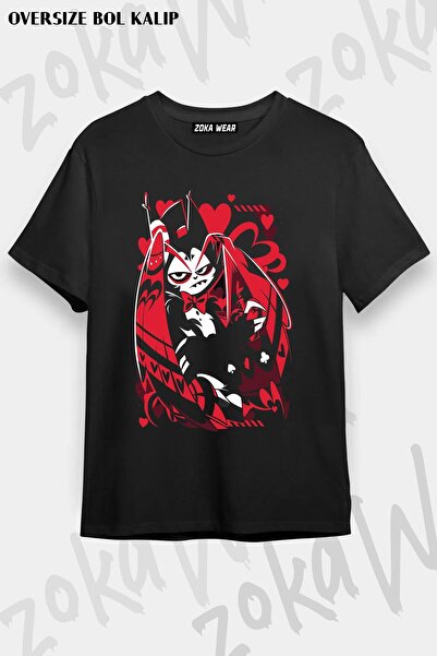 ZOKAWEAR تي شيرت مطبوع بتصميم Hazbin Hotel Husk مقاس كبير للجنسين