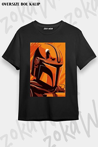 ZOKAWEAR Tricou unisex oversize cu imprimeu Star Wars Mandalorian Design