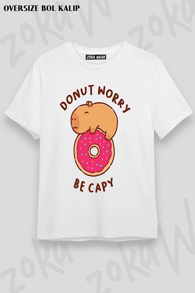 ZOKAWEAR Μπλουζάκι με στάμπα Unisex Oversize 'Don't Worry Be Cappy'