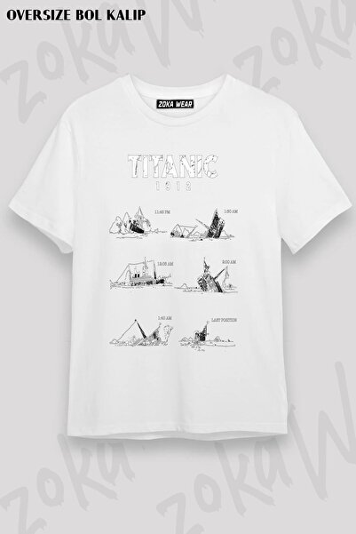 ZOKAWEAR Unisex Oversize Die Sinking Titanic Ship 1912 Design Printed Tshirt