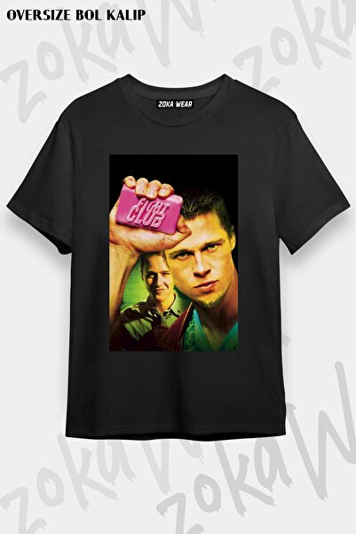 ZOKAWEAR تي شيرت مطبوع عليه نادي القتال كبير الحجم للجنسين - تصميم نادي القتال