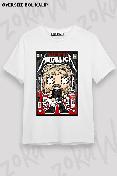 ZOKAWEAR Μπλουζάκι με στάμπα Unisex Oversize Metallica U2 Design